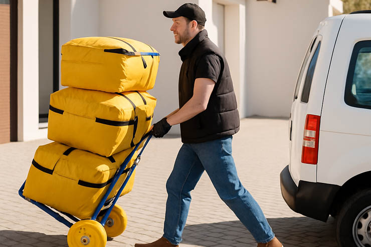 Clean laundry being delivered