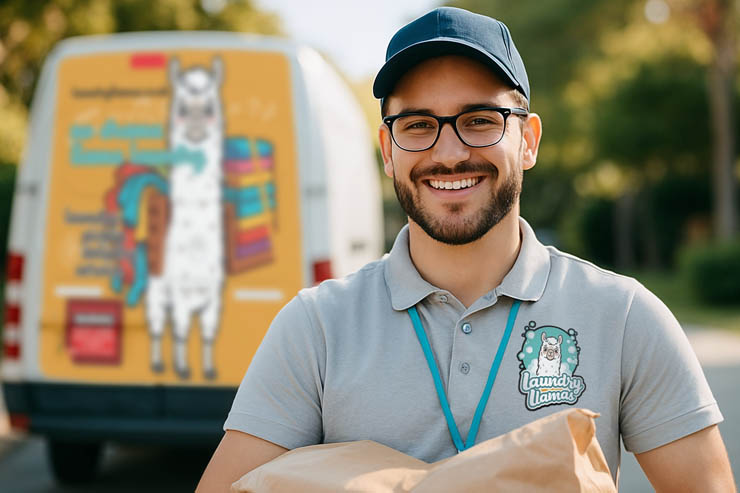 laundry delivery man drop off